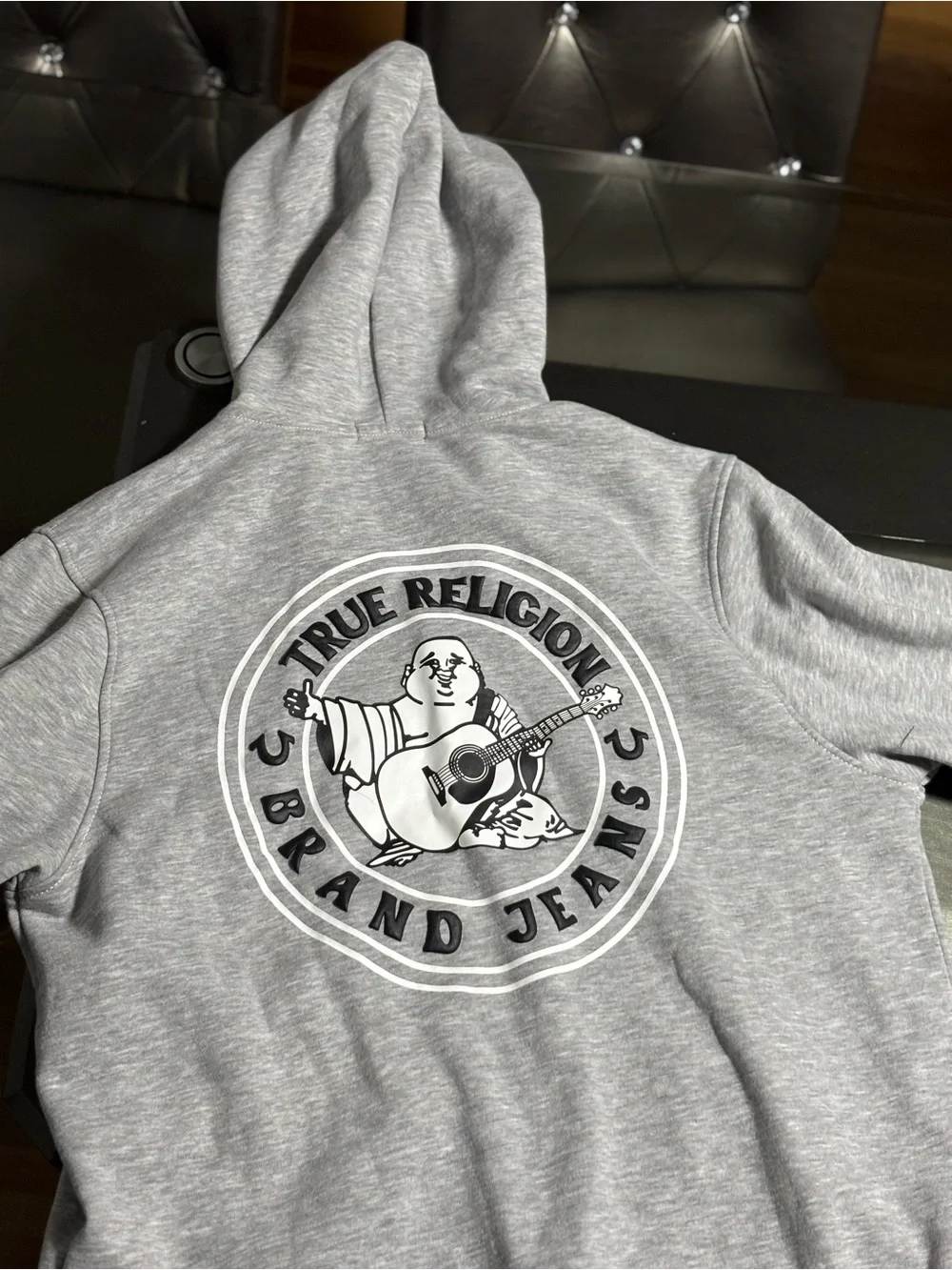 True Religion Light Gray Full-Zip Hooded Jacket
